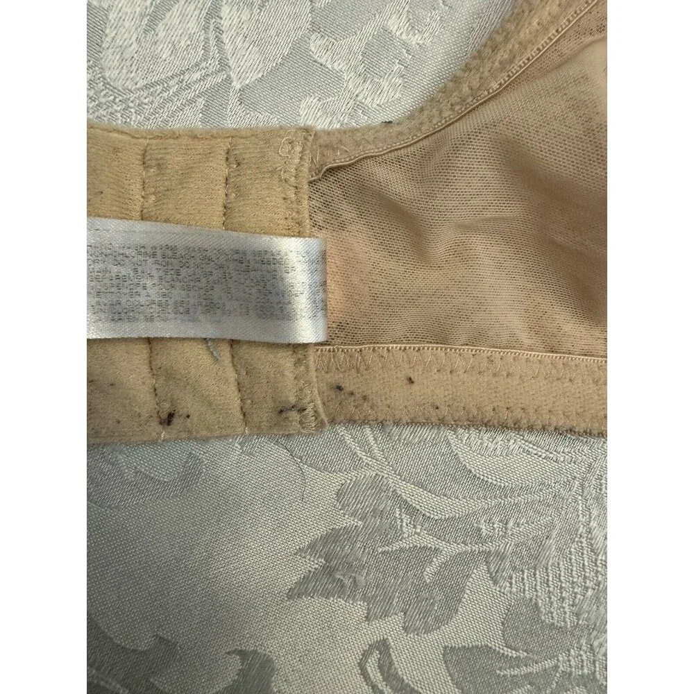 Wacoal‎ 36D Awareness Wire Free Beige Bra 856367 Cushioned Straps Pink Ribbon